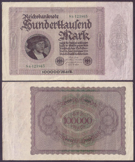 1923 Germany 100,000 Mark (Private-large) M000011